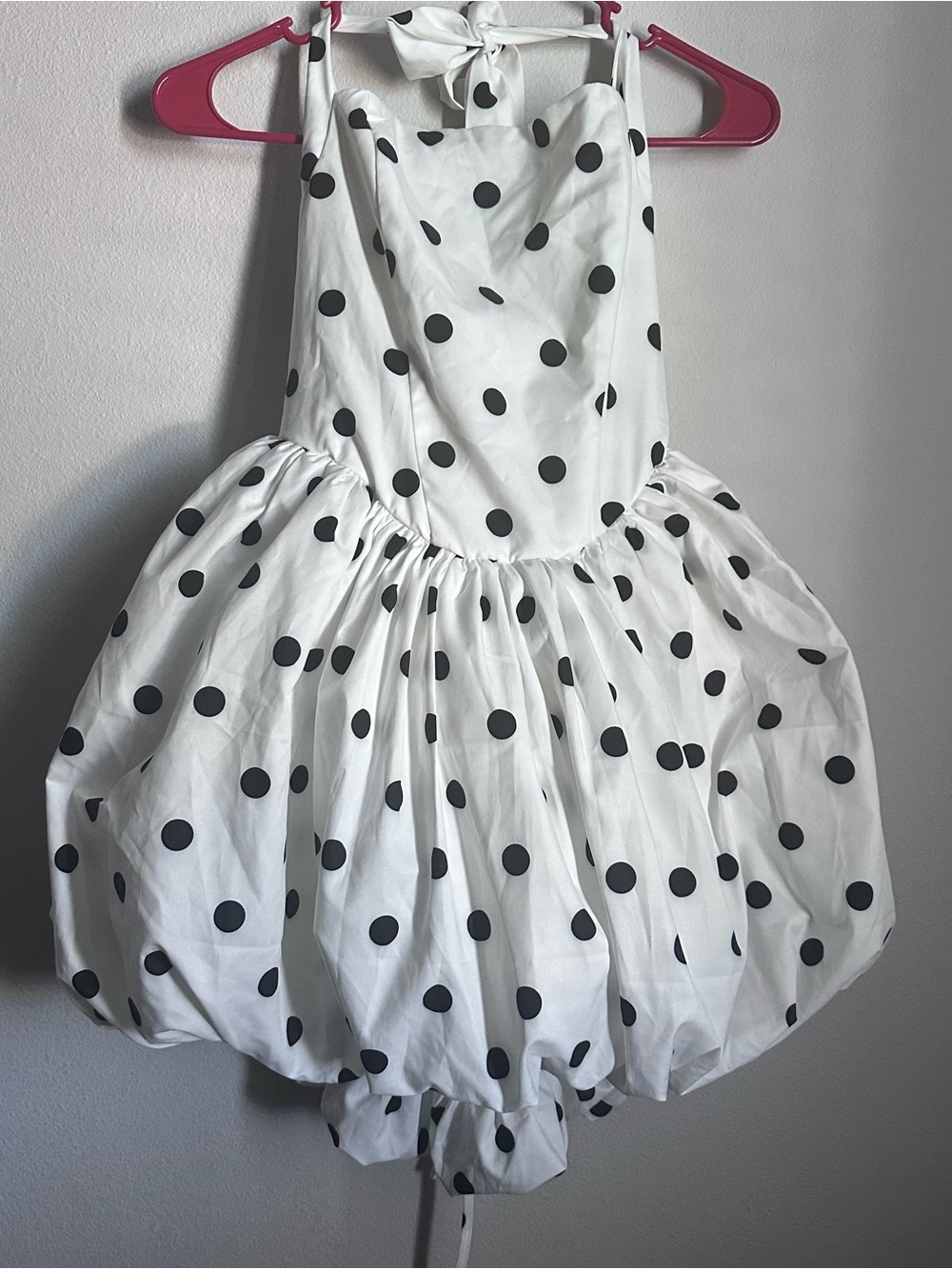 White Polka Dot Bubble Dress with Black Spots